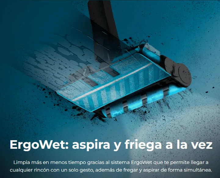 Sistema de fregado de la Conga Rockstar 3000 Advance Ergowet Connected IA Aspirador sin cables